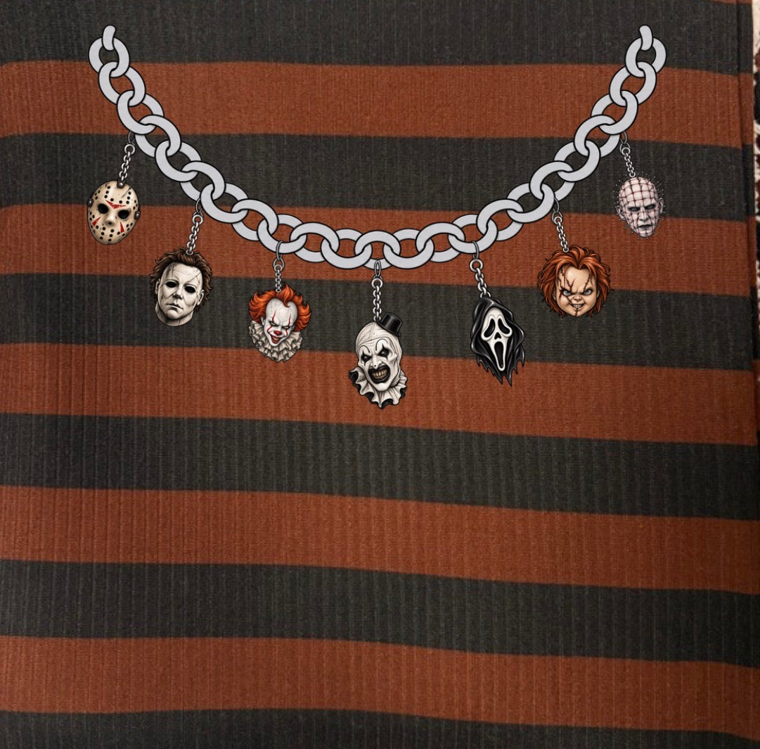 Brown Black Stripped Knox Tee w Necklace PNG