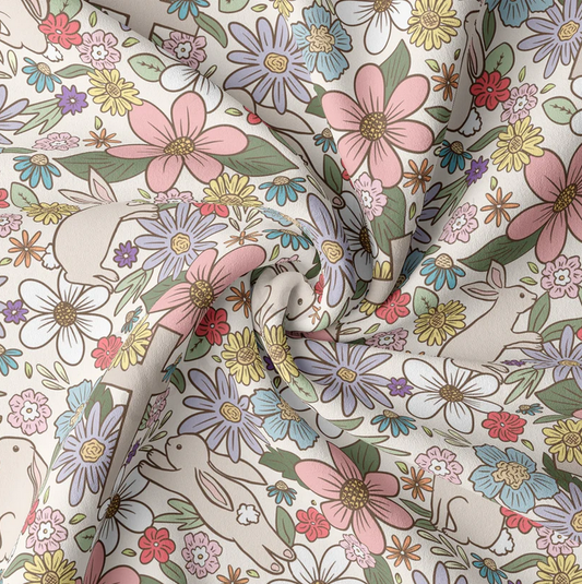 Floral Bunnies Knotted/Twist Wrap