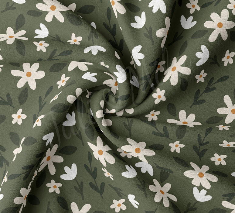 Olive Floral Knotted/Twist Wrap